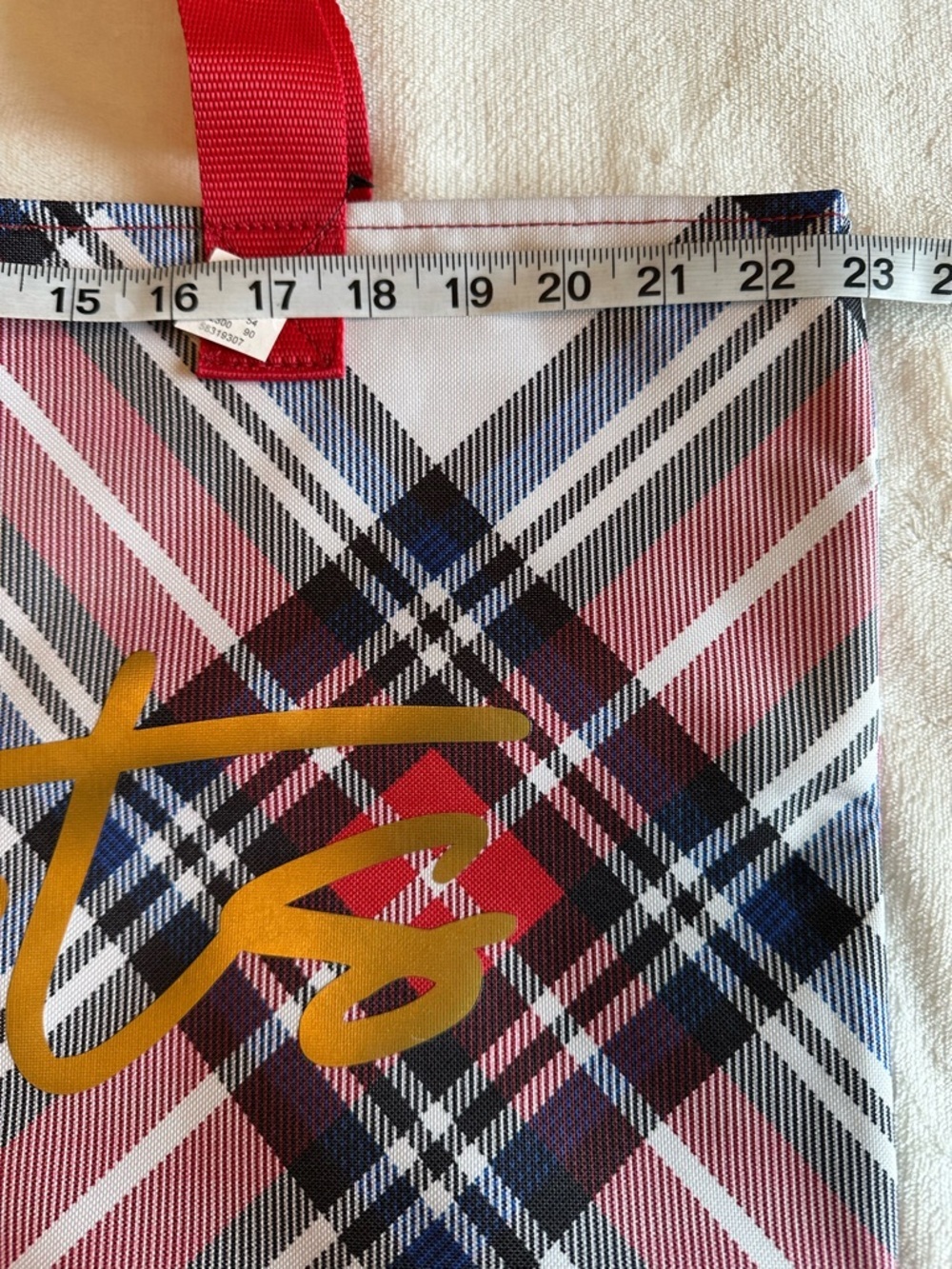 NWT Talbots Red Plaid Tote with Gold Logo - Picture 4 of 10